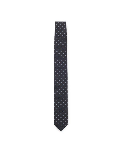 HUGO Black Silk Tie With Jacquard-Woven Pattern for men