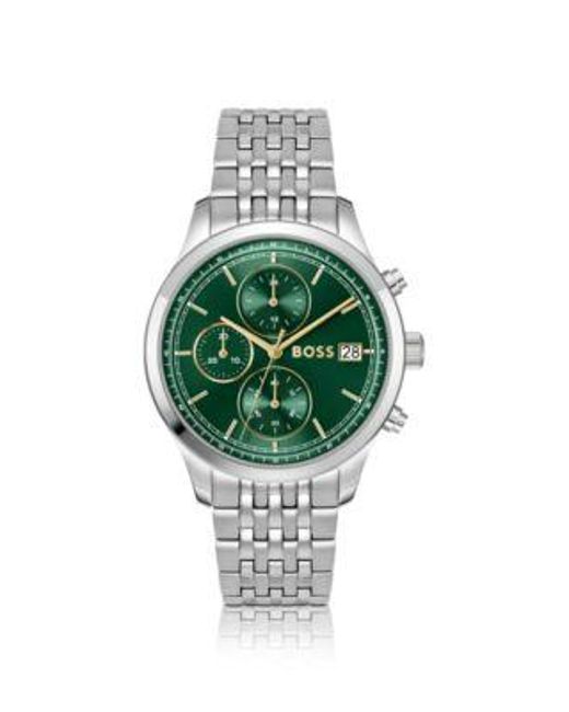 Montre Chronographe Avec Cadran Vert Stratus Et Bracelet À Maillons Boss pour homme en coloris Green
