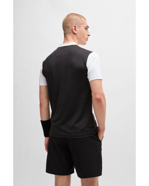 Boss X Matteo Berrettini Slim-Fit Poloshirt mit UV-Schutz in Black für Herren