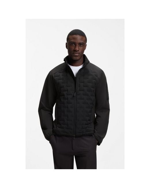 Boss Black Water-Repellent Jacket With Certified Down Filling for men