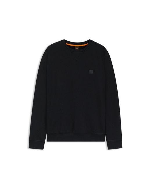Boss Black Cotton-Terry Sweatshirt With Logo Patch for men