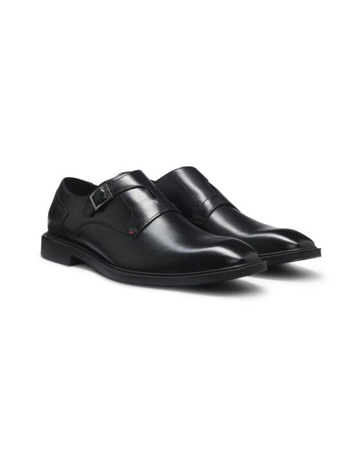 HUGO Monkstraps Aus Leder Mit Rollschließe in Black für Herren