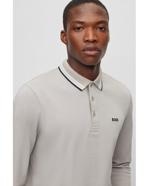 BOSS - Polo shirt with contrast logos