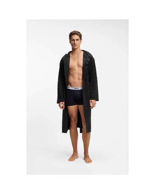 BOSS Monogram Pattern Dressing Gown In Black For Men Lyst UK boss-monogram-pattern-dressing-gown-in-black-for-men-lyst-uk