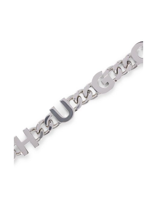 Bracelet chaîne avec lettres logo HUGO pour homme en coloris White