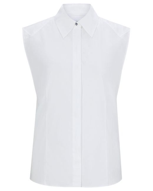 Boss White Ärmellose Bluse aus elastischem Baumwoll-Canvas