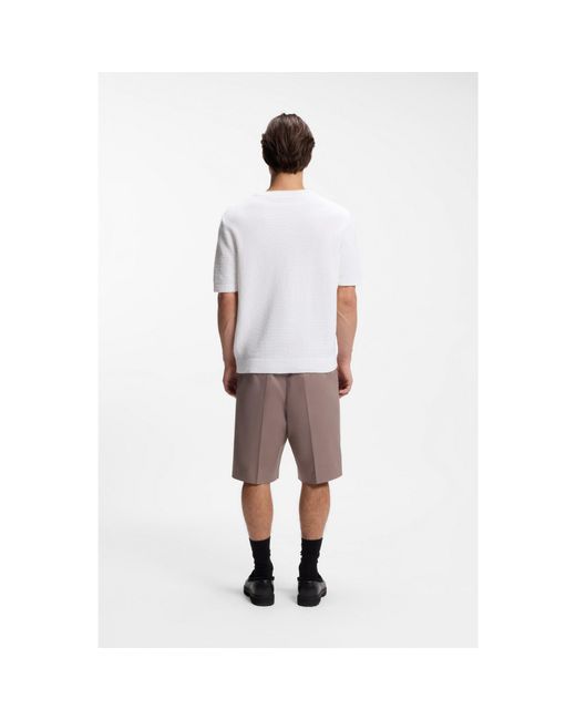 HUGO White Cotton Knit T-Shirt for men