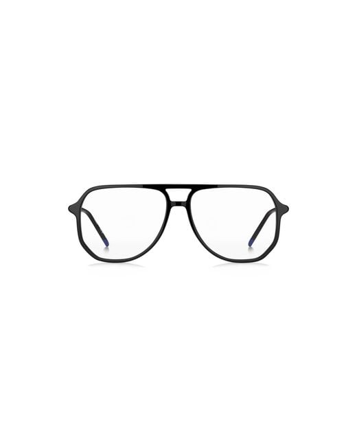 HUGO Black Acetate Optical Frames With Tubular Temples for men