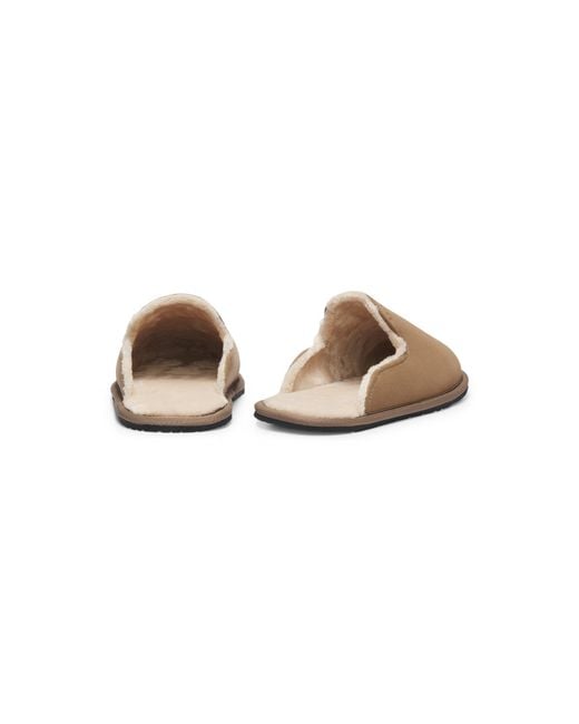 Boss Natural Shearling-Lined Slip-On Slippers With Logo Detail for men