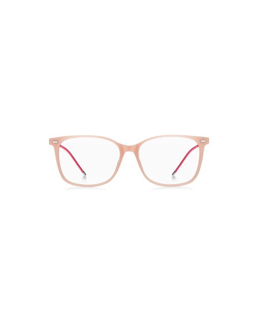 Boss White Acetate Optical Frames With Branded Chain