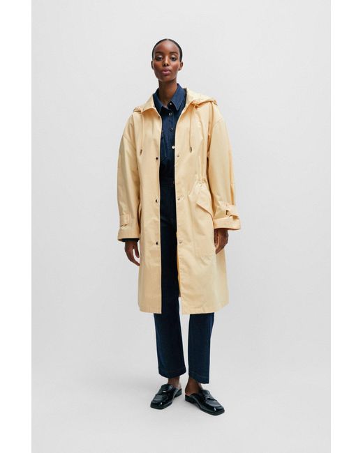 Boss Natural Water-repellent Parka Jacket In Cotton Twill