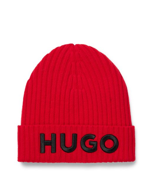 BOSS by HUGO BOSS Unisex Beanie Hat In Virgin Wool With Embroidered