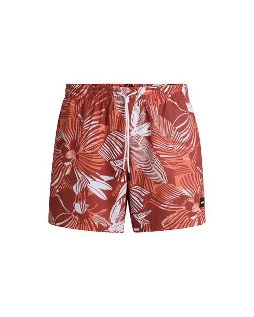 Boss Red Logo-Badge Swim Shorts With All-Over Print for men