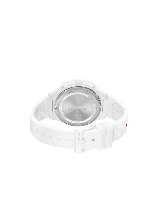 HUGO White #Lit Multi Watch With Silicone Logo Strap for men
