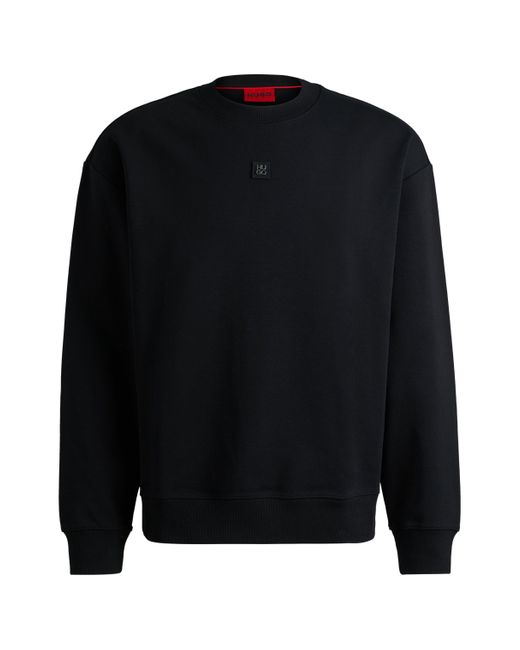 HUGO Regular-Fit Sweatshirt aus Stretch-Baumwolle mit Stack-Logo in Black für Herren