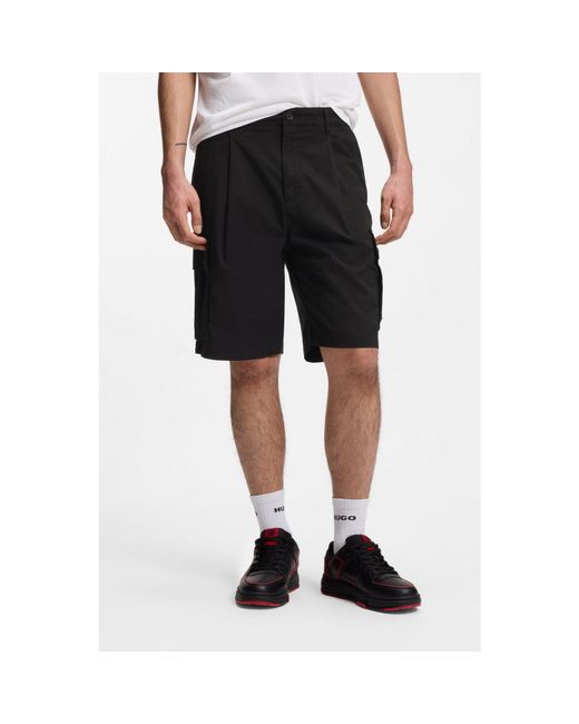 HUGO Black X Rb Stretch-Cotton Shorts With Bull Motif for men