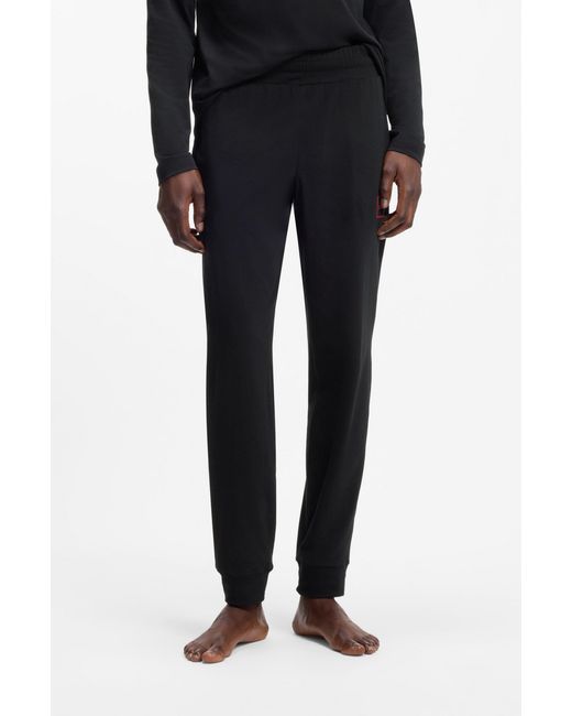 HUGO Blue Stretch-cotton Tracksuit Bottoms With Logo Print for men