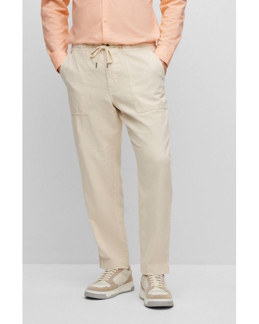 BOSS by HUGO BOSS Regular-fit Trousers In Linen And Cotton in Natural for  Men | Lyst Canada
