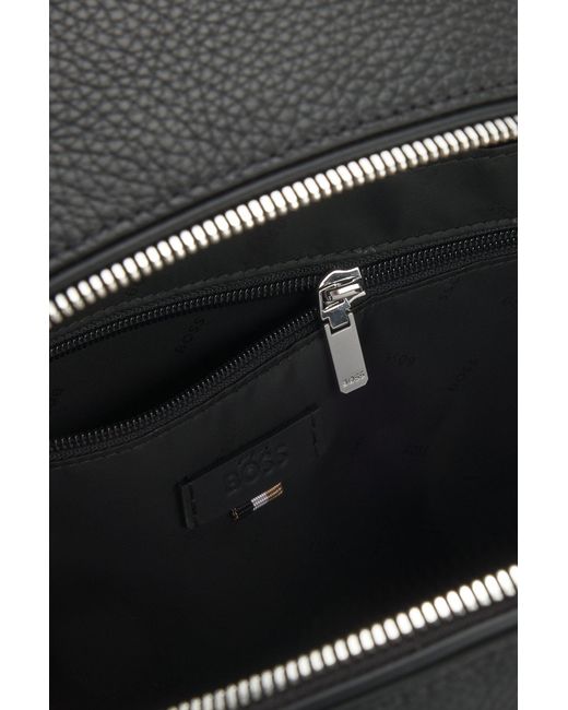 Boss Rugtas Van Generfd Italiaans Leer Met Reliëflogo in het Black voor heren