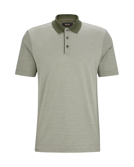 Boss Regular-Fit Poloshirt aus Baumwoll-Mix mit Seide in Green für Herren