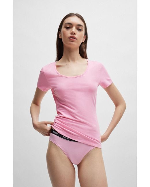 HUGO Pink Two-pack Of Stretch-cotton Underwear T-shirts