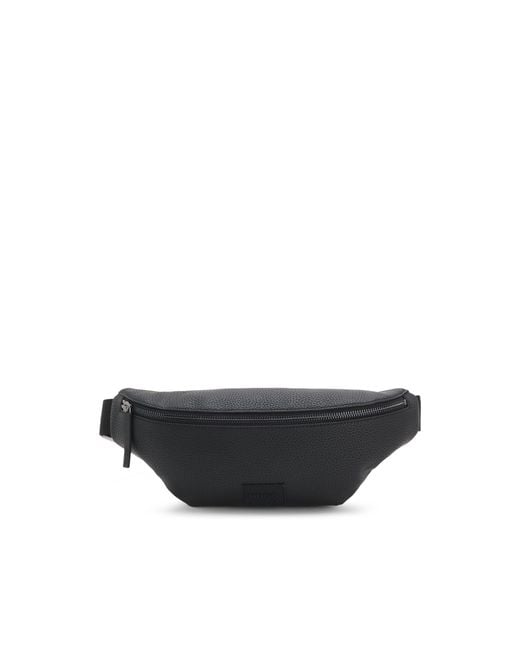 HUGO Black Grained Belt Bag With Logo Patch for men