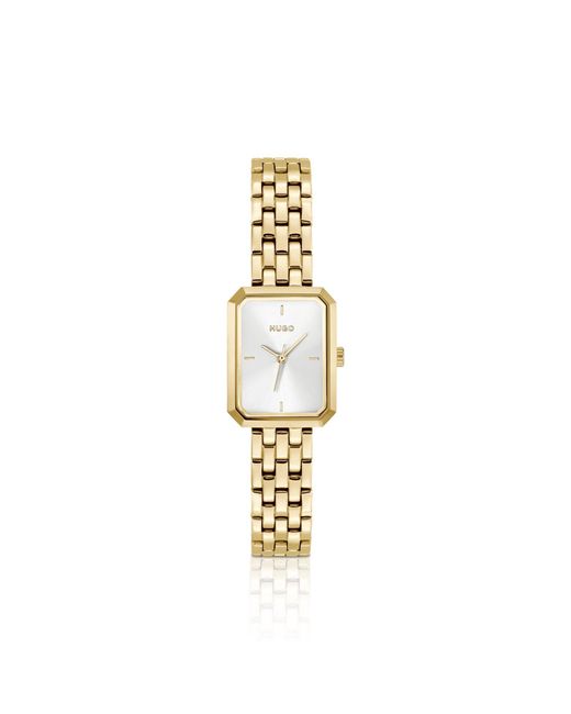 HUGO Metallic Three Hand Quartz Movement Watch For Women #cosy Collection With Light Yellow Gold Stainless Steel Bracelet - 1540179