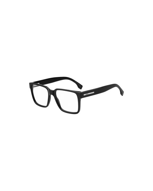Boss Black Acetate Optical Frames With Logo Plaque for men