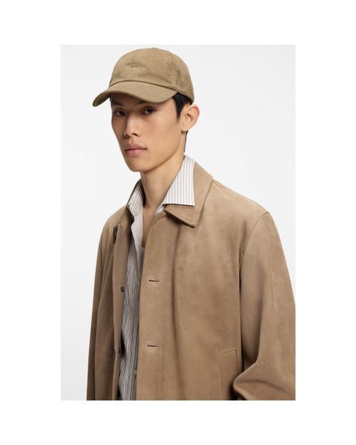 HUGO Natural Soft Cotton Corduroy Cap With Embroidered Logo for men