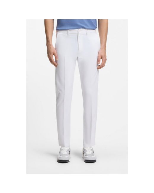 Boss White Slim-Fit Technical Trousers With Four-Way Stretch for men