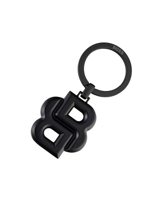 Boss Black Key Ring With Matte- Double B Monogram