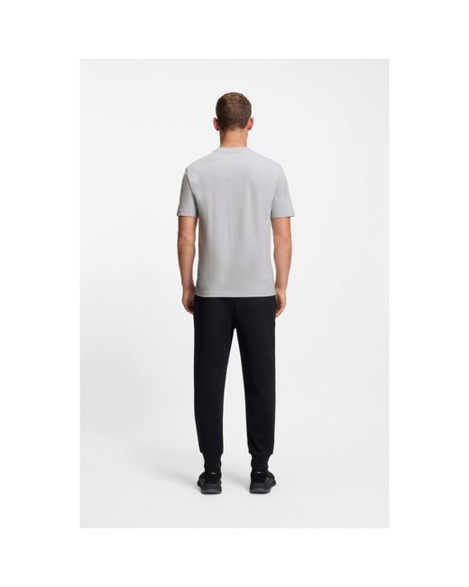 Boss Gray Cotton-Jersey T-Shirt With Double Logo Artwork for men