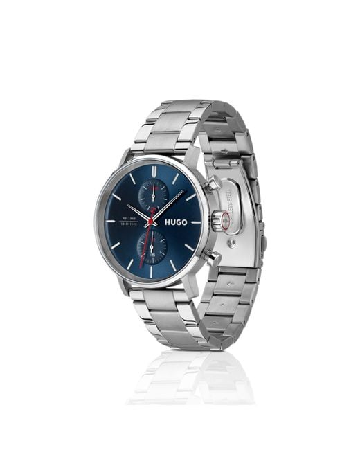 HUGO Blue #Takeoff Stainless-Steel Watch With Dial for men