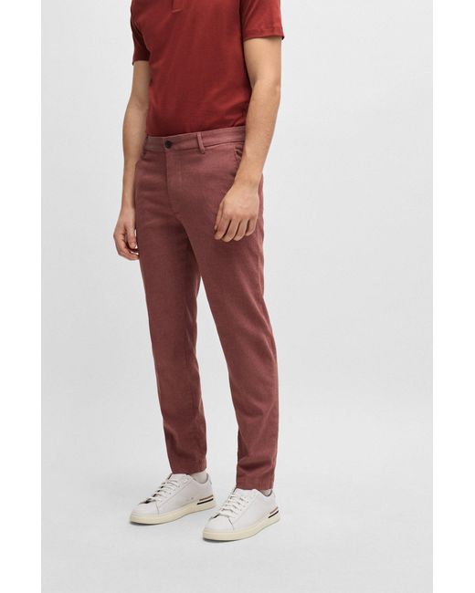 Boss Red Regular-fit Trousers In Cotton-blend Twill for men