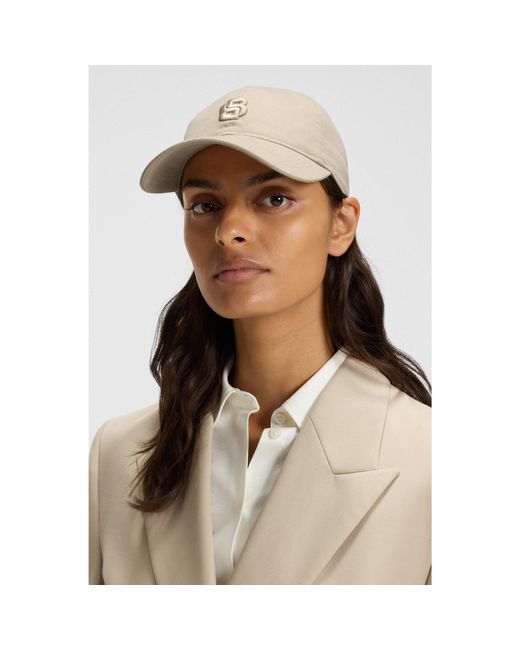 Boss Natural Cotton Cap With Embroidered Double B Monogram