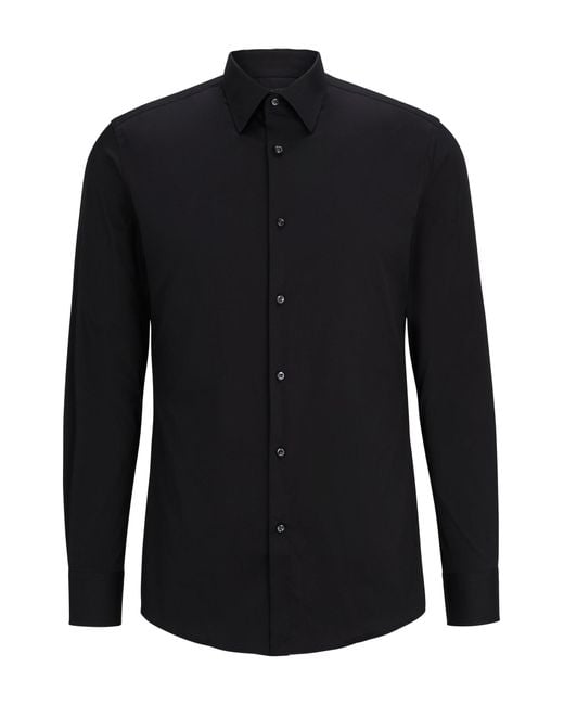 Boss Black Slim-fit Shirt In Poplin With Stretch for men