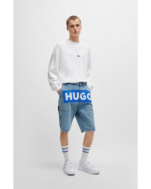 Short en jean à logo imprimé BOSS by Hugo Boss pour homme en coloris Blue