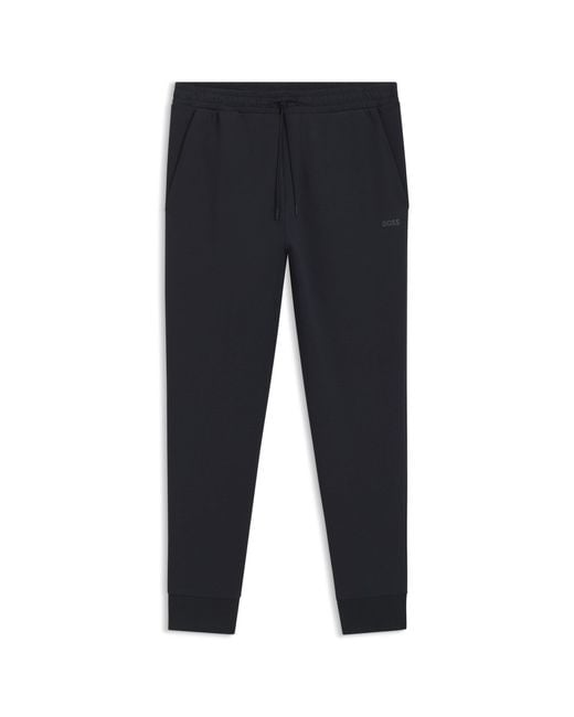 Boss Black Stretch-Cotton Tracksuit Bottoms With Logo Print for men