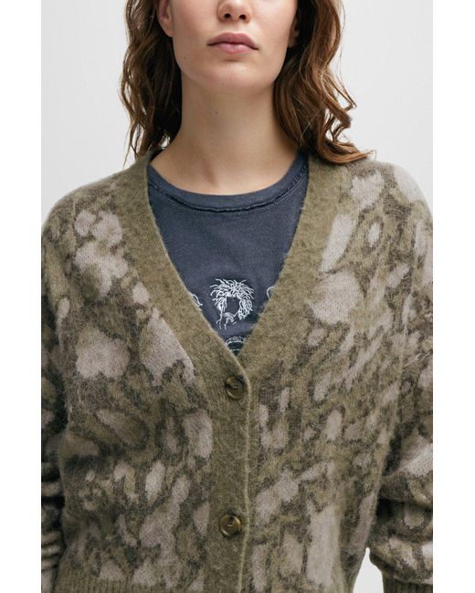 Boss Green Oversize-fit Cardigan With Signature Pattern
