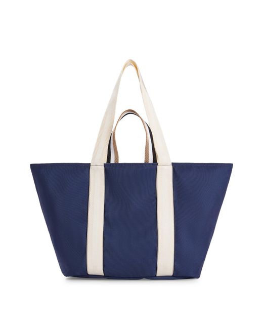 Boss Blue Canvas Tote Bag With Logo Patch