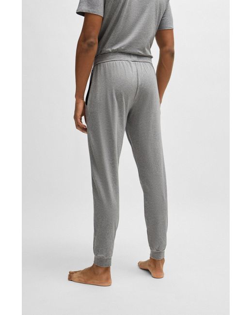 Boss Gray Stretch-cotton Tracksuit Bottoms With Logo Detail for men