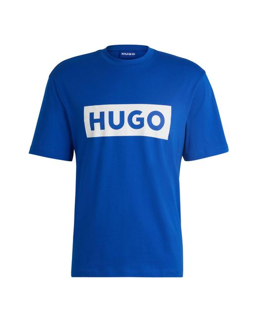 HUGO Cotton-jersey T-shirt With Blue Logo for men