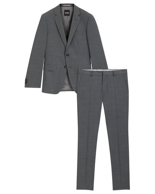 Boss Slim-Fit Pak Van Een Wolmix Met Microdessin in het Black voor heren
