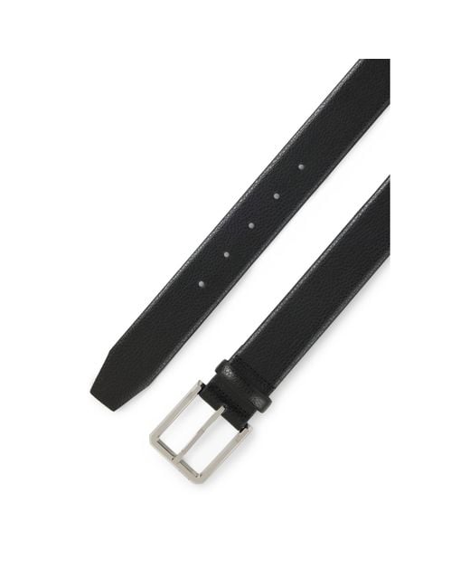 Boss Black Grained-Leather Belt With Bombé Construction for men