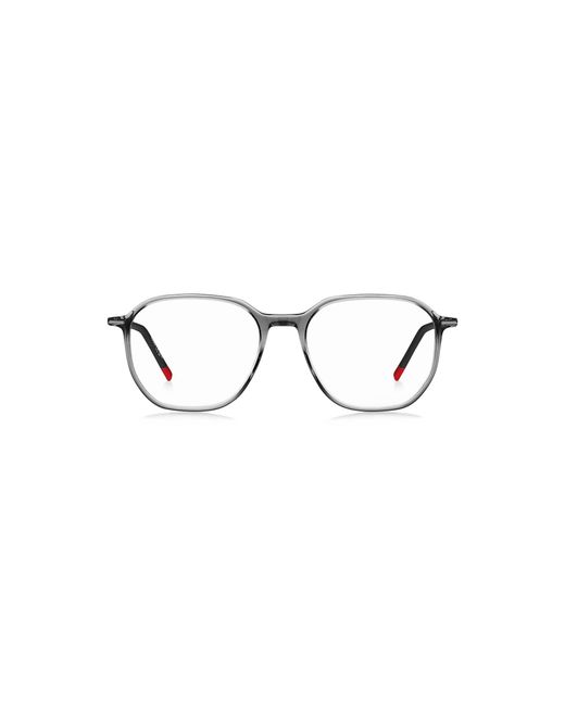 HUGO Gray Transparent-Acetate Optical Frames With Branded Temples for men