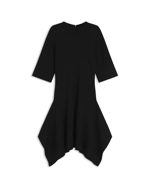 Boss Black Knitted Dress With Shaped Hemline