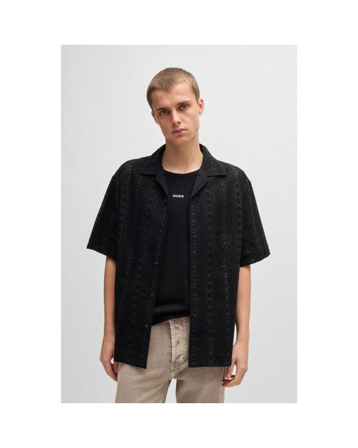 HUGO Black Oversized-Fit Shirt for men