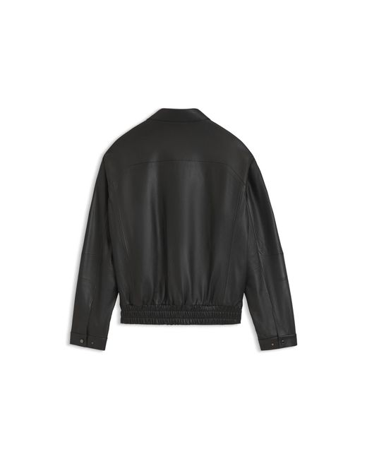 Boss Black Porsche X Leather Jacket With Concealed Magnetic Closure for men