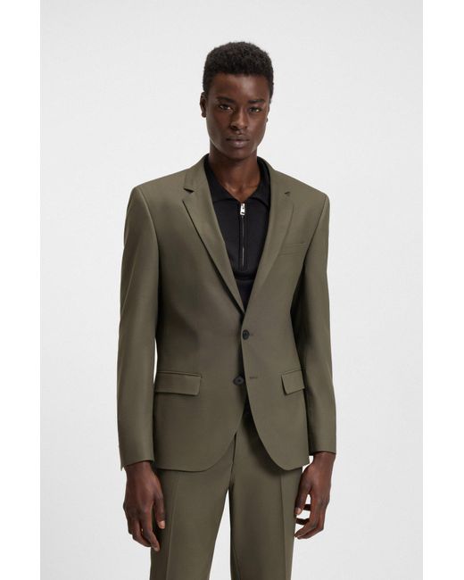 HUGO Slim-Fit Anzug Aus Funktionalem Stretch-Woll-Mix in Green für Herren