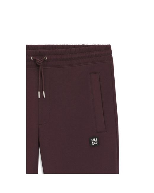 HUGO Purple Cotton-Blend Tracksuit Bottoms With Stacked Logo for men
